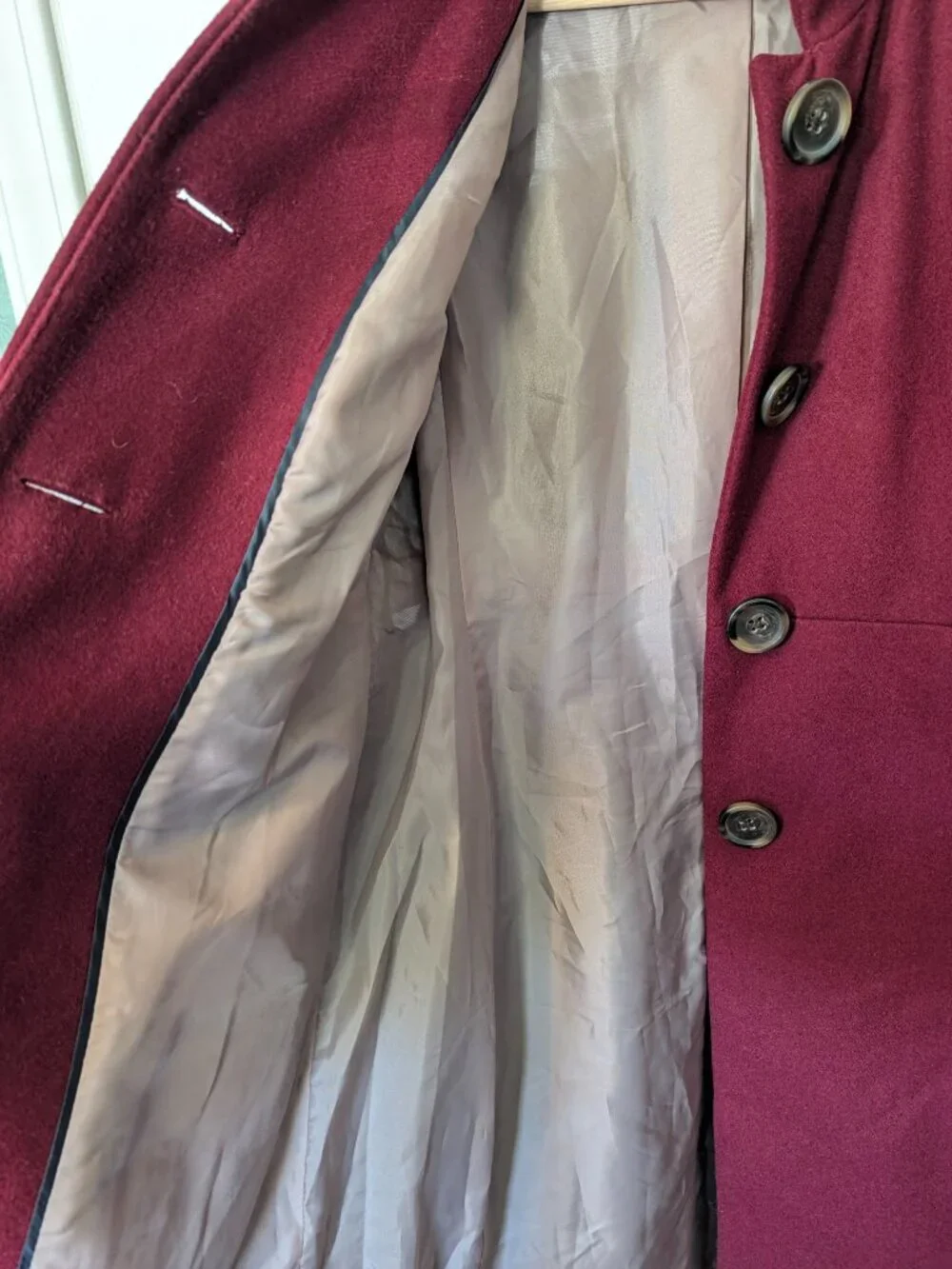 Size 00 J Crew 60% Wool Uptown Coat Burgundy